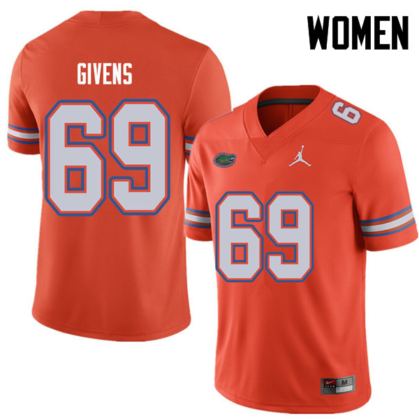 Jordan Brand Women #69 Marcus Givens Florida Gators College Football Jerseys Sale-Orange
